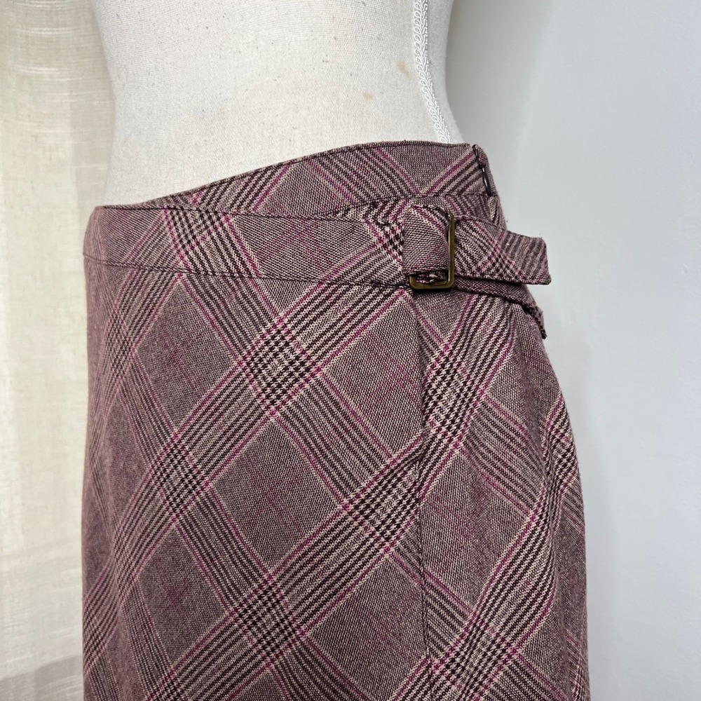 Y2K Vintage Oscar de la Renta Plaid Skirt Faux Wrap Pink Preppy‎ Women's Size 6 - Picture 6 of 10